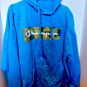 Blue Champion Box Logo Hoodie 2xl